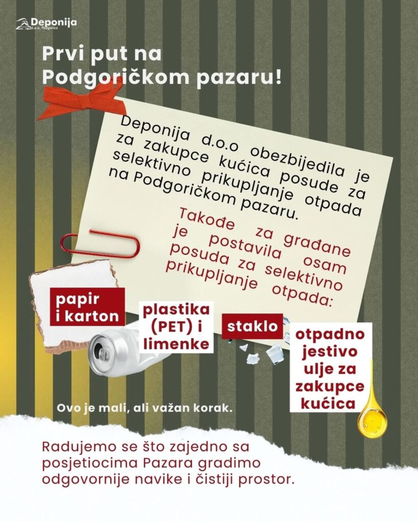 GP “Deponija” učestvuje na Podgoričkom novogodišnjem pazaru: „Svaka kanta po boji – otpad broji!”