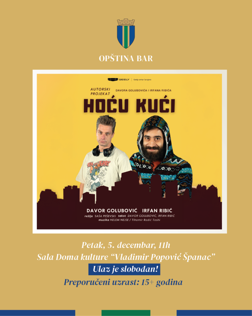 Opština Bar: Predstava “Hoću kući” u petak u Domu kulture; podsticaj društvenom angažmanu mladih kroz pozorište 