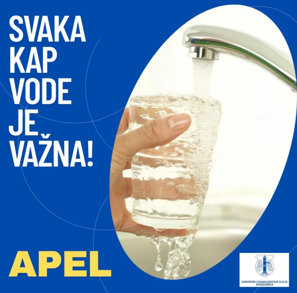 Podgorički Vodovod apeluje: Neracionalna potrošnja uzrokuje neravnomjernu dostupnost vode za piće u sistemu
