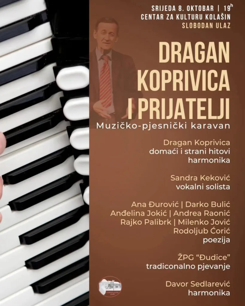 Muzičko-pjesnički karavan sjutra u Kolašinu – “Dragan Koprivica i prijatelji”