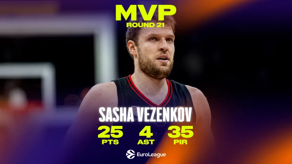 Saša Vezenkov MVP 21. kola Evrolige