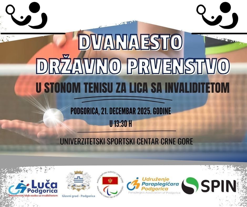 Sjutra prvenstvo Crne Gore u stonom tenisu za OSI