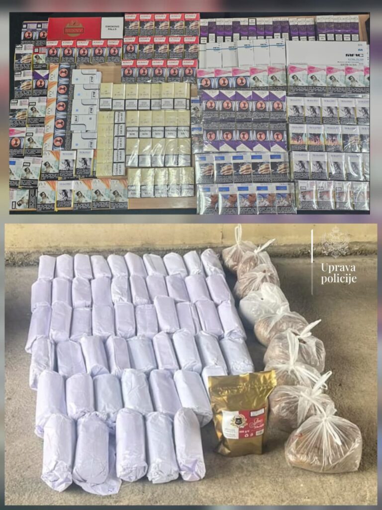 Nikšić: U akciji Uprave policije i Uprave carina zaplijenjene cigarete i duvan; procesuirana dva lica