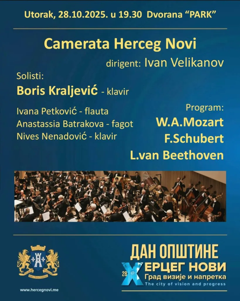 „Camerata Herceg Novi” slavi dan rodnog grada uz Mocarta, Šuberta i Betovena