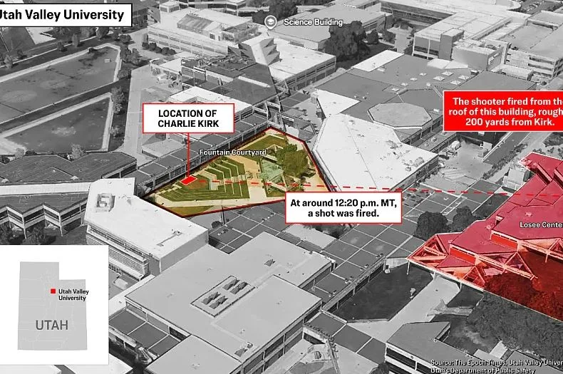 Mapa otkriva putanju metka: Napadač pucao na Čarlija Kirka s udaljenosti od gotovo 200 metara