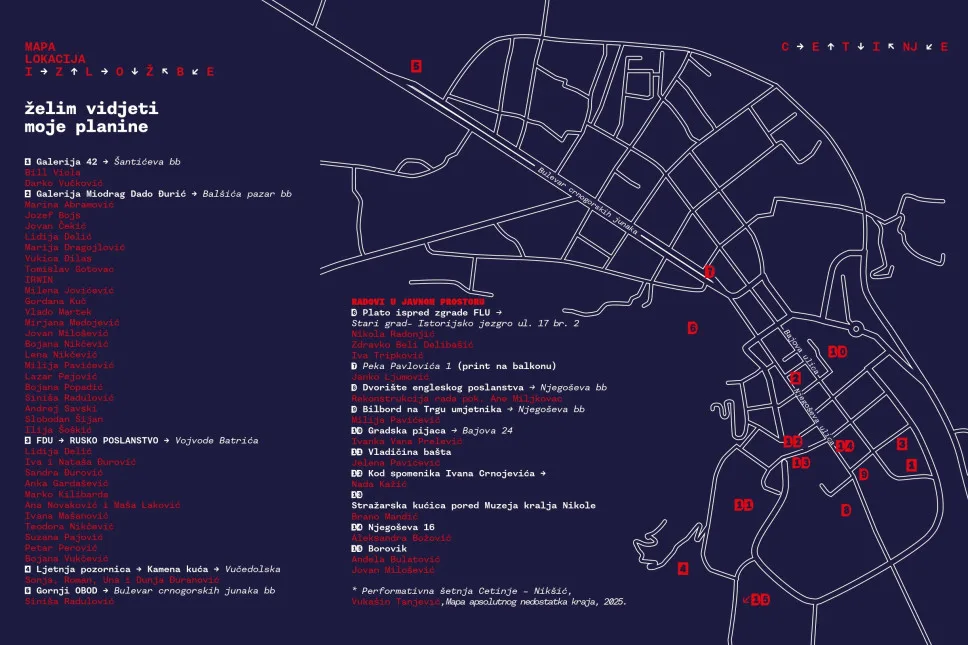 „Želim vidjeti moje planine“ – multimedijalna izložba na Cetinju sa preko 50 umjetnika na više gradskih lokacija